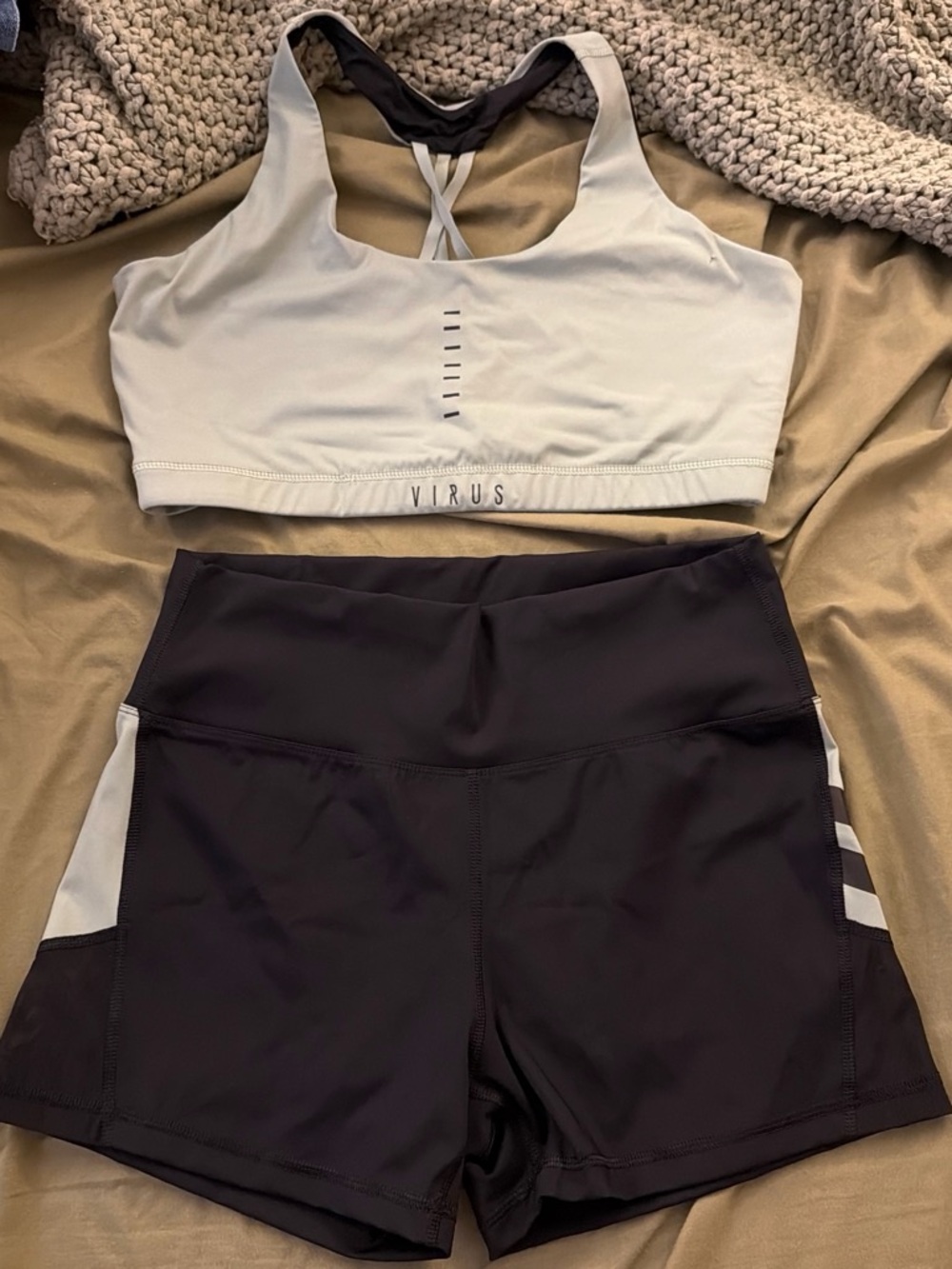 Virus Green and Black Performance Sports Bra & Shorts Set